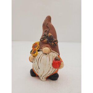 Fall Ceramic Gnome for Thanksgiving Tiered Tray Decor, Gnome Holding a Pumpkin,